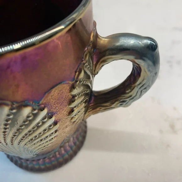 Vintage Dungan Iridescent Carnival Shell Design Glass Mug - Picture 8 of 9